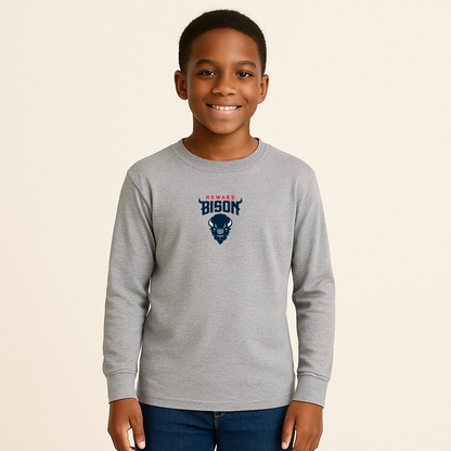 Youth Howard Bison Logo Cotton Long Sleeve T-Shirt