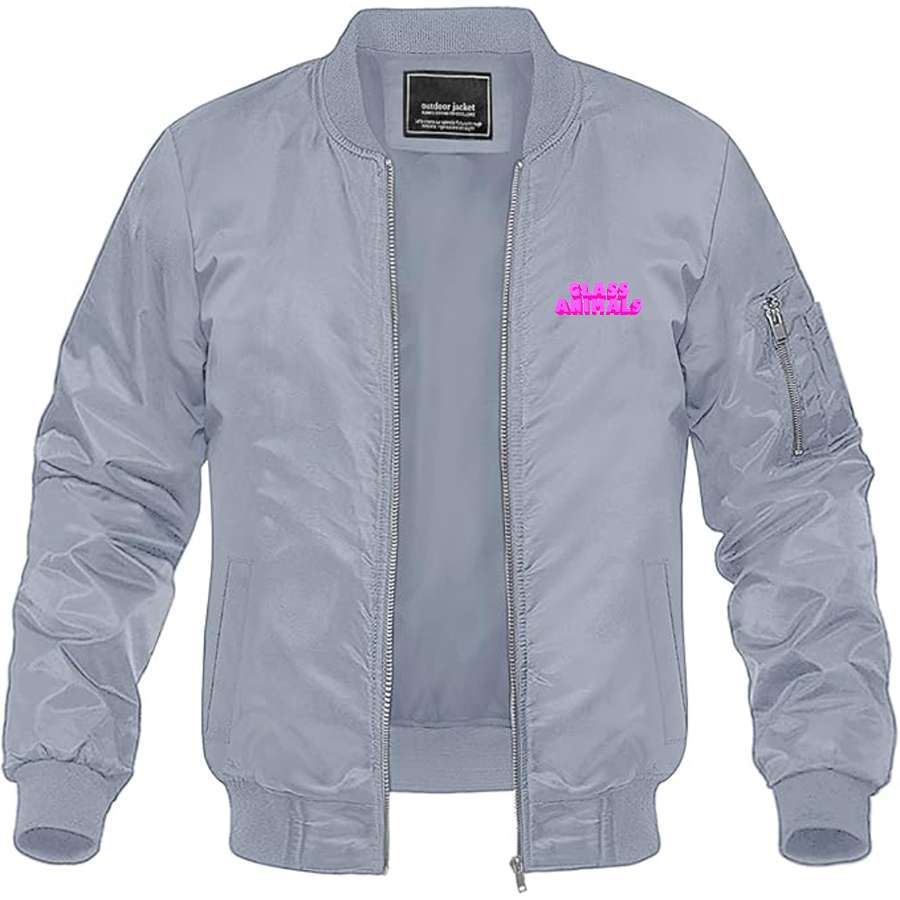 Men's Glass Animals Logo Lightweight Bomber Jacket Windbreaker Softshell Varsity Jacket Coat
