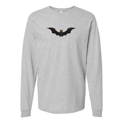 Men's Bat-Emoji Logo Cotton Long Sleeve T-Shirt