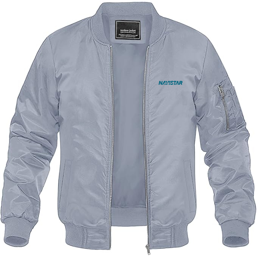 Men's Navistar Logo Lightweight Bomber Jacket Windbreaker Softshell Varsity Jacket Coat