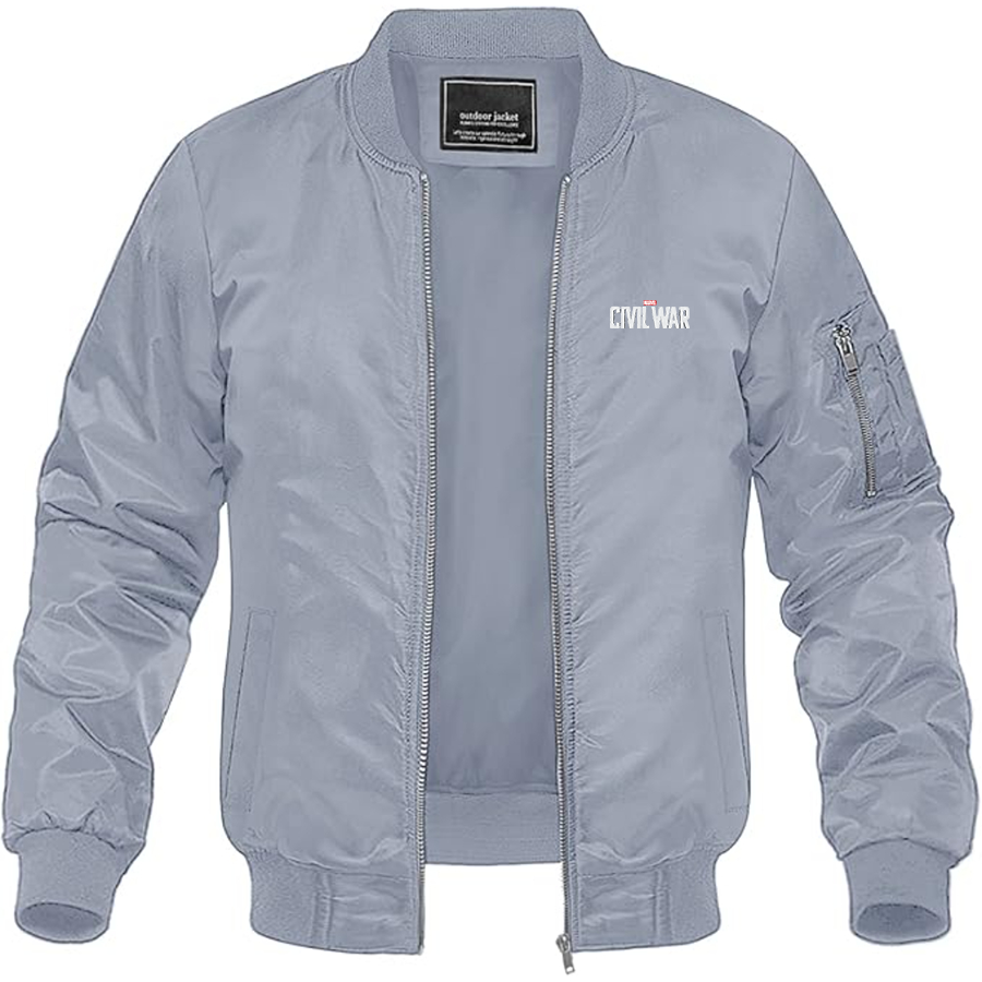 Men's Marvel Civil War  Logo Lightweight Bomber Jacket Windbreaker Softshell Varsity Jacket Coat