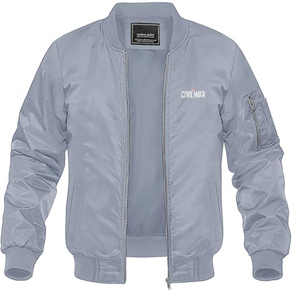Men's Marvel Civil War  Logo Lightweight Bomber Jacket Windbreaker Softshell Varsity Jacket Coat