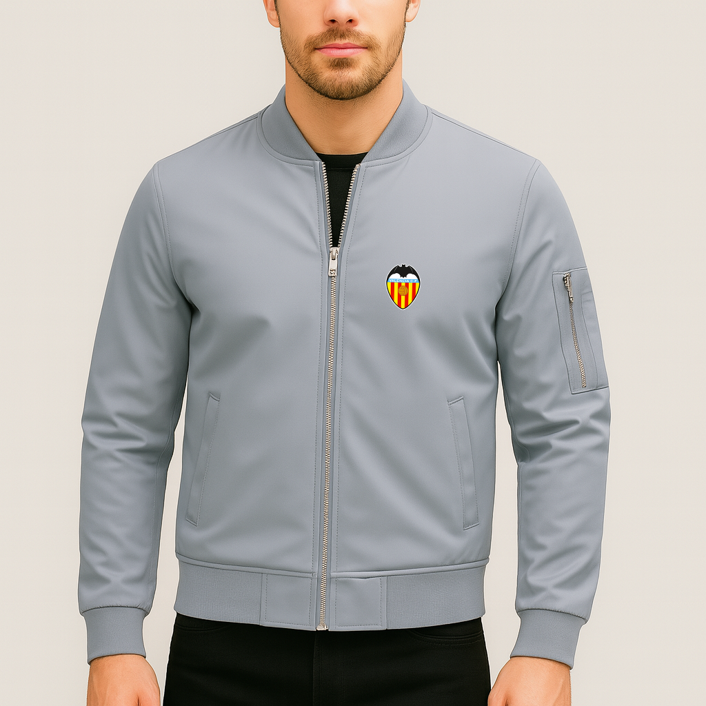 Men's Valencia FC Lightweight Bomber Jacket - Grey
