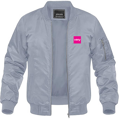 Men's Very Logo Lightweight Bomber Jacket Windbreaker Softshell Varsity Jacket Coat