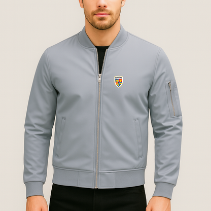 Men's Romania National Soccer Team Lightweight Bomber Jacket - Grey