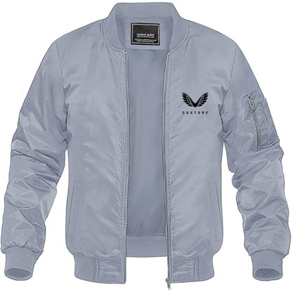 Men's Castore Logo Lightweight Bomber Jacket Windbreaker Softshell Varsity Jacket Coat