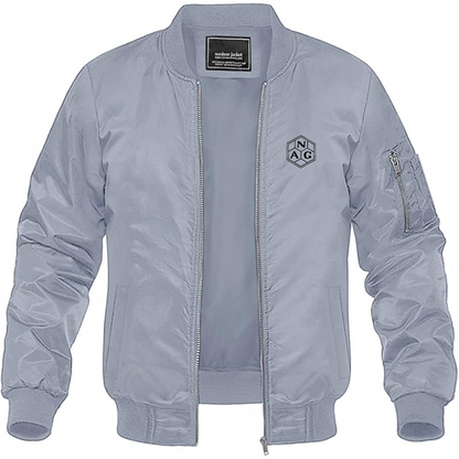 Men's NAG Logo Lightweight Bomber Jacket Windbreaker Softshell Varsity Jacket Coat