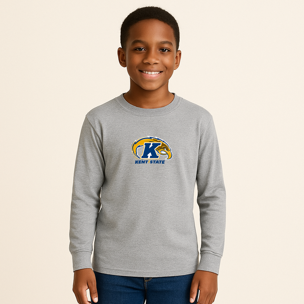 Youth Kent State Golden Flashes Logo Cotton Long Sleeve T-Shirt