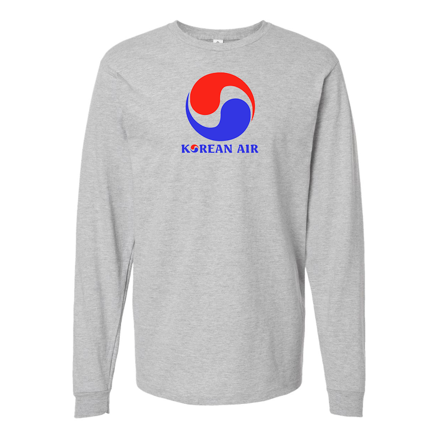 Men's Korean Air Logo Cotton Long Sleeve T-Shirt