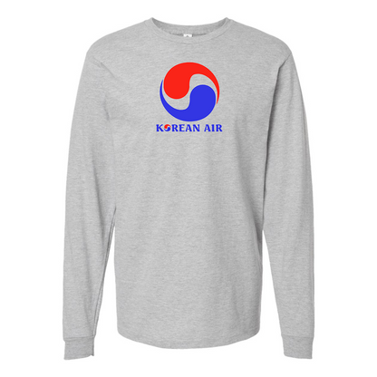 Men's Korean Air Logo Cotton Long Sleeve T-Shirt