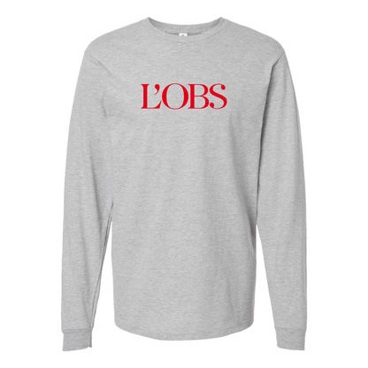 Men's  L'OBS Logo Cotton Long Sleeve T-Shirt