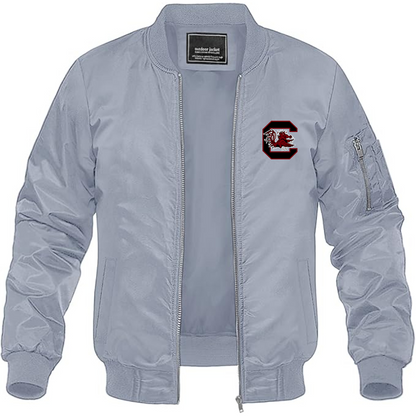 Men's South Carolina Gamecocks Logo Lightweight Bomber Jacket Windbreaker Softshell Varsity Jacket Coat