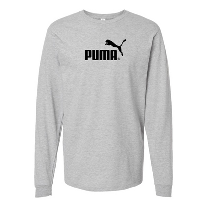 Men's Puma Logo Cotton Long Sleeve T-Shirt