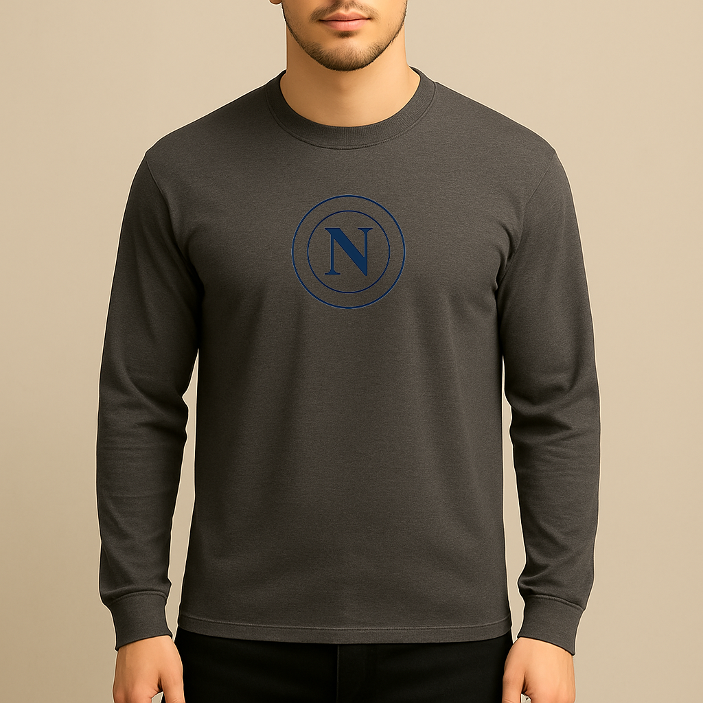 Men's Napoli 2025 Soccer Logo Long Sleeve T-Shirt