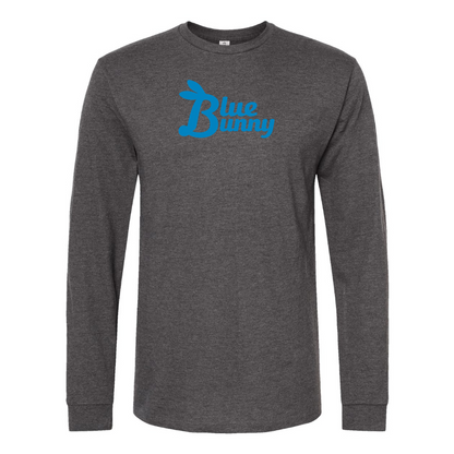 Men's Blue Bunny Logo Cotton Long Sleeve T-Shirt