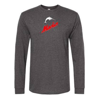 Men's Marlin Logo Cotton Long Sleeve T-Shirt