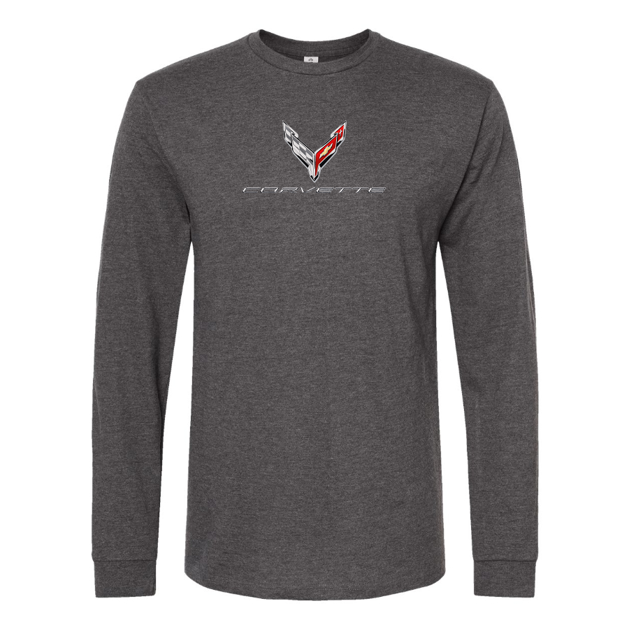Men's Corvette Logo Cotton Long Sleeve T-Shirt