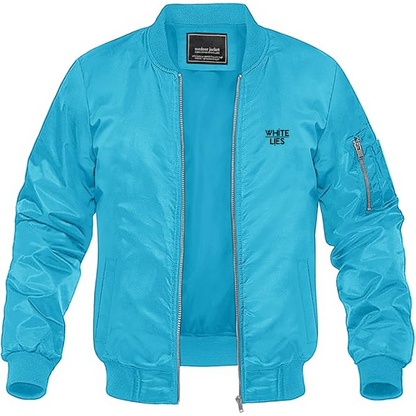 Men's White Lies Logo Lightweight Bomber Jacket Windbreaker Softshell Varsity Jacket Coat