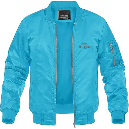 Men's Belvedere Logo Lightweight Bomber Jacket Windbreaker Softshell Varsity Jacket Coat