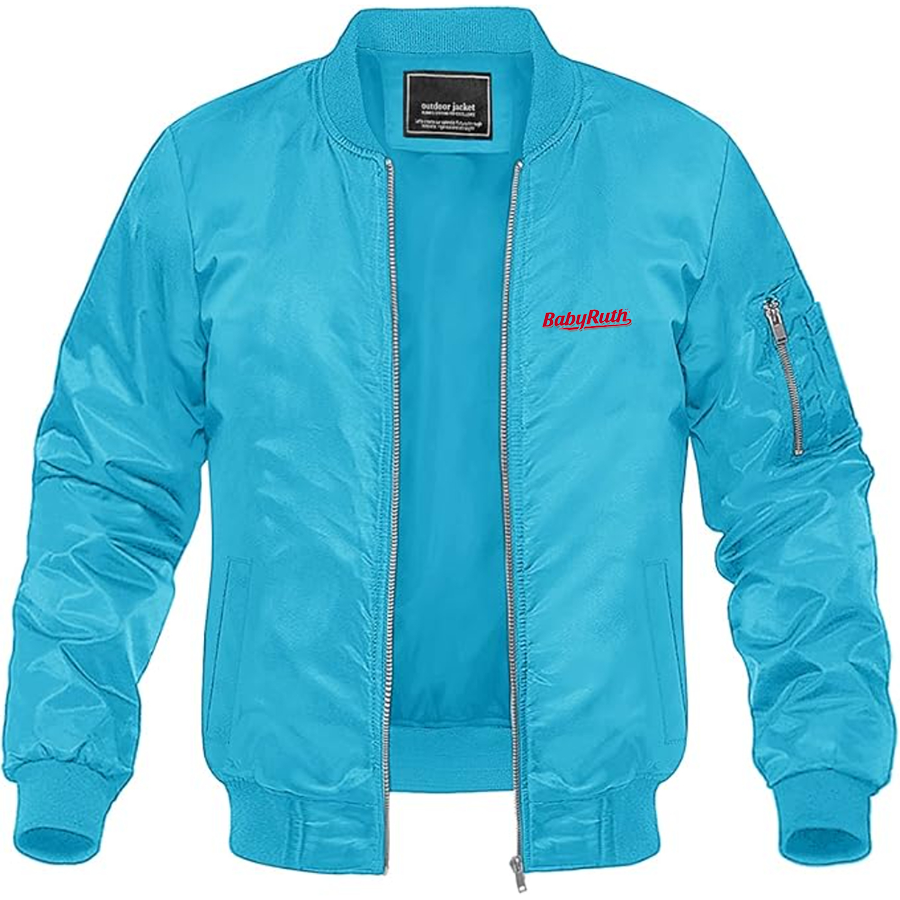 Men's BabyRuth Logo Lightweight Bomber Jacket Windbreaker Softshell Varsity Jacket Coat