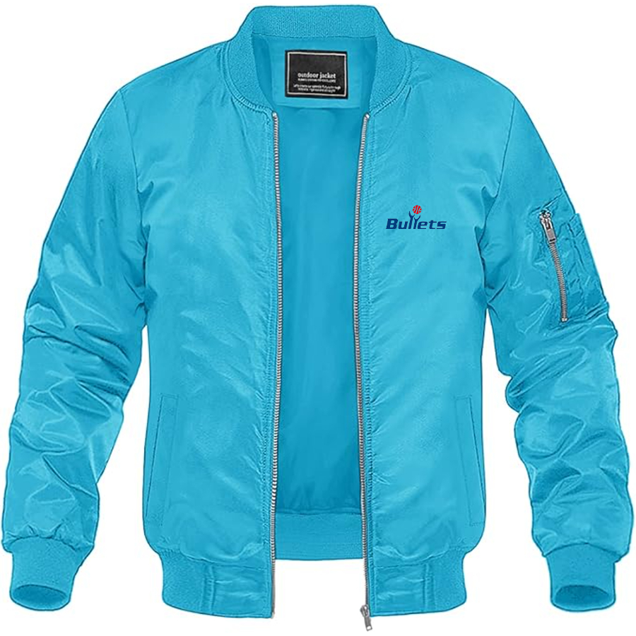 Men's Baltimore Bullets Logo Lightweight Bomber Jacket Windbreaker Softshell Varsity Jacket Coat