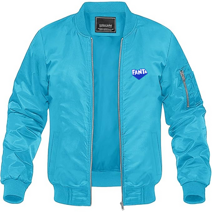 Men's Fanta Logo Lightweight Bomber Jacket Windbreaker Softshell Varsity Jacket Coat
