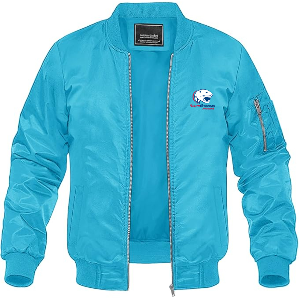 Men's South Alabama Jaguars Logo Lightweight Bomber Jacket Windbreaker Softshell Varsity Jacket Coat