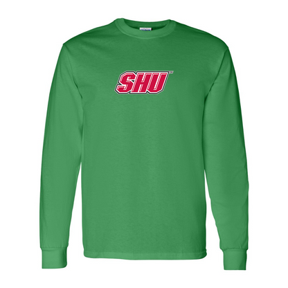 Men's Sacred Heart Pioneers Logo Gildan Heavy Cotton Long Sleeve T-Shirt