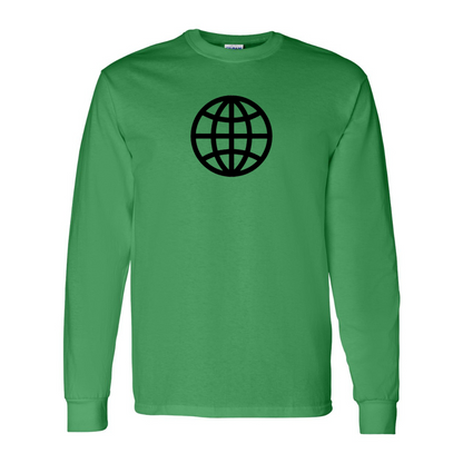 Men's  Internet Globe Gildan Heavy Cotton Long Sleeve T-Shirt