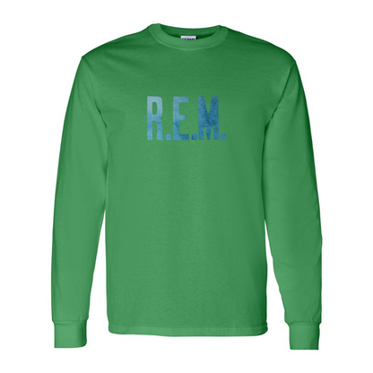 Men's  R.E.M. Blue  Gildan Heavy Cotton Long Sleeve T-Shirt