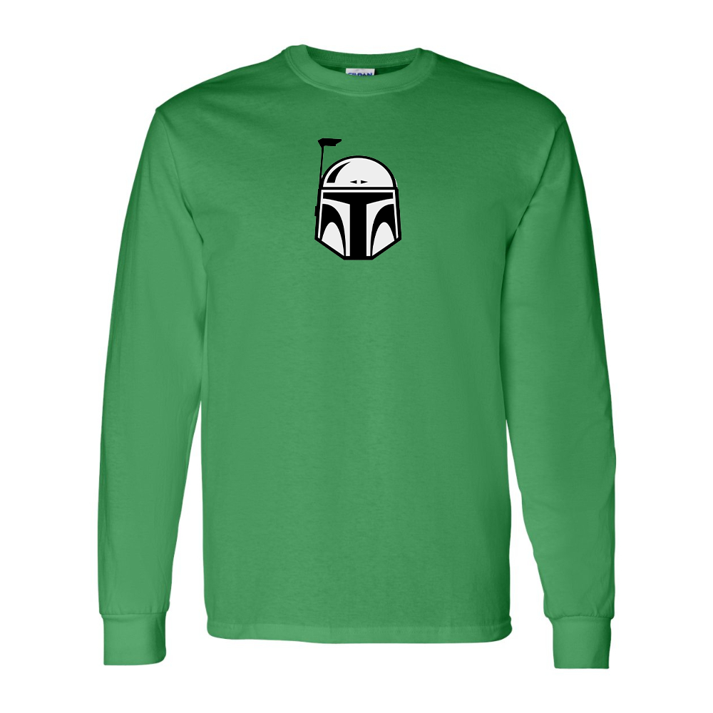 Men's Star Wars Boba Fett Helmet Gildan Heavy Cotton Long Sleeve T-Shirt