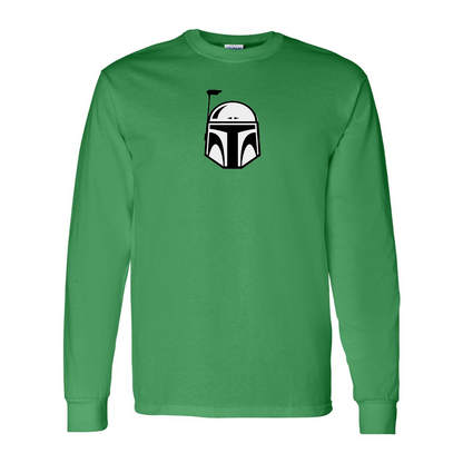 Men's Star Wars Boba Fett Helmet Gildan Heavy Cotton Long Sleeve T-Shirt