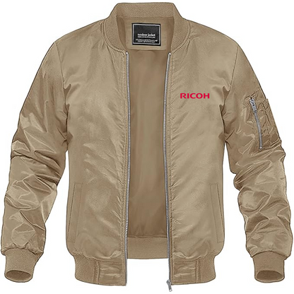 Men's Ricoh Logo Lightweight Bomber Jacket Windbreaker Softshell Varsity Jacket Coat