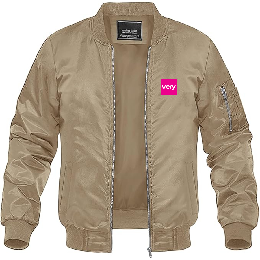 Men's Very Logo Lightweight Bomber Jacket Windbreaker Softshell Varsity Jacket Coat
