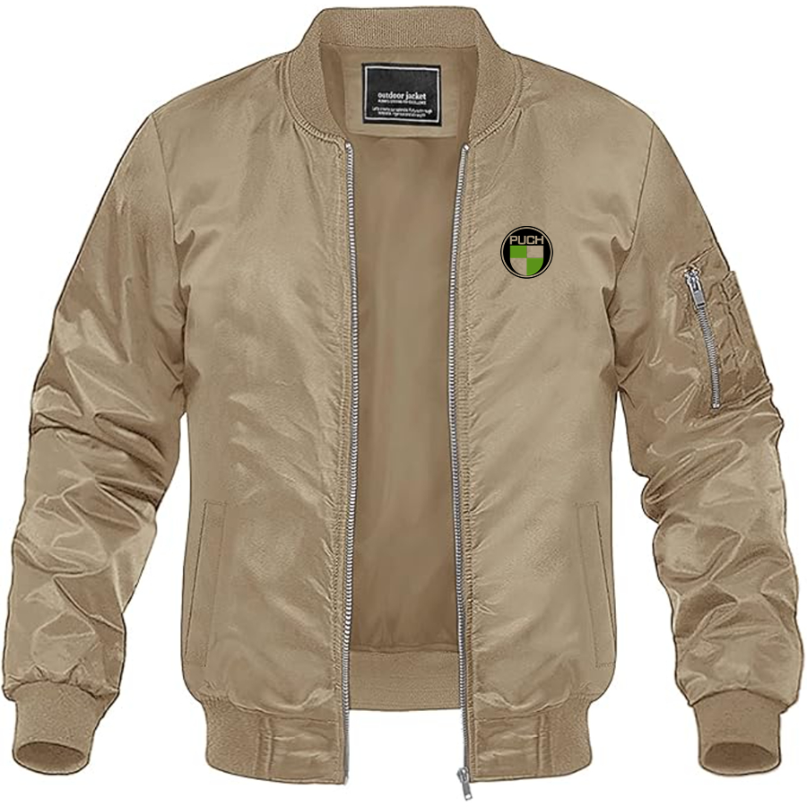 Men's Puch Logo Lightweight Bomber Jacket Windbreaker Softshell Varsity Jacket Coat
