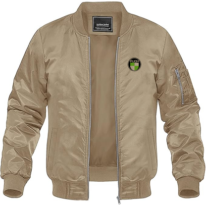 Men's Puch Logo Lightweight Bomber Jacket Windbreaker Softshell Varsity Jacket Coat