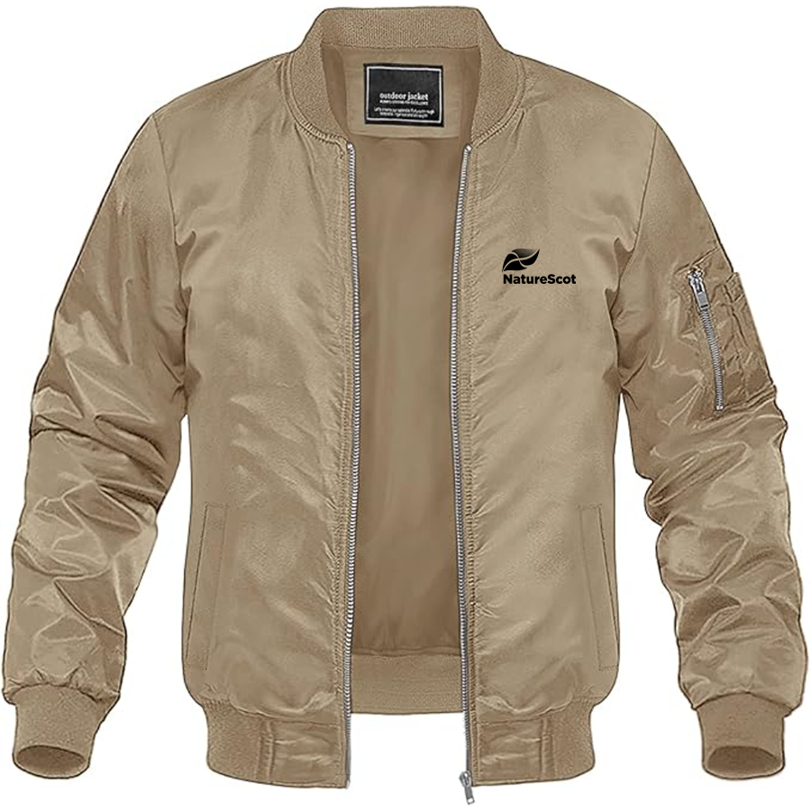 Men's Nature Scot  Logo Lightweight Bomber Jacket Windbreaker Softshell Varsity Jacket Coat