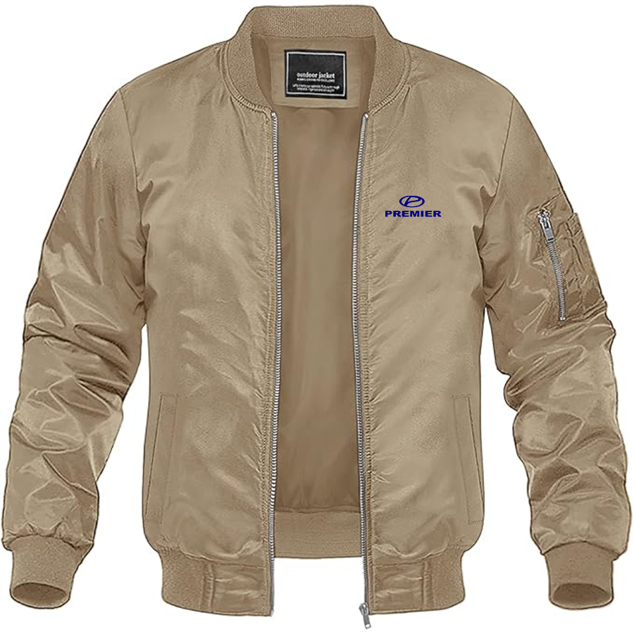 Men's Premier Logo Lightweight Bomber Jacket Windbreaker Softshell Varsity Jacket Coat