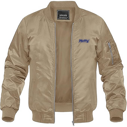 Men's Hefty Logo Lightweight Bomber Jacket Windbreaker Softshell Varsity Jacket Coat
