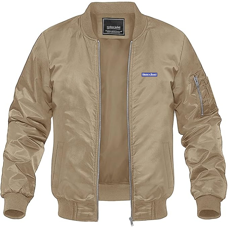 Men's Henry Boot Logo Lightweight Bomber Jacket Windbreaker Softshell Varsity Jacket Coat