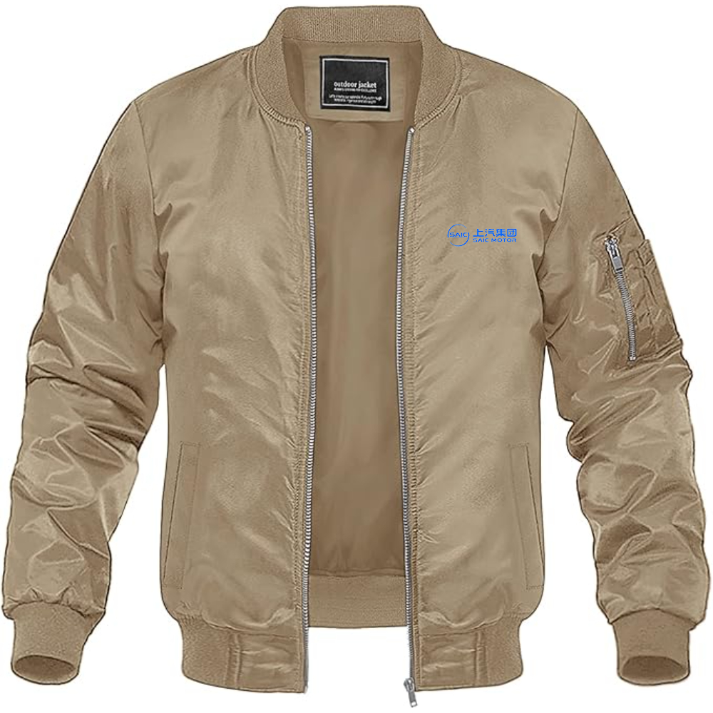 Men's SAIC Motor Logo Lightweight Bomber Jacket Windbreaker Softshell Varsity Jacket Coat