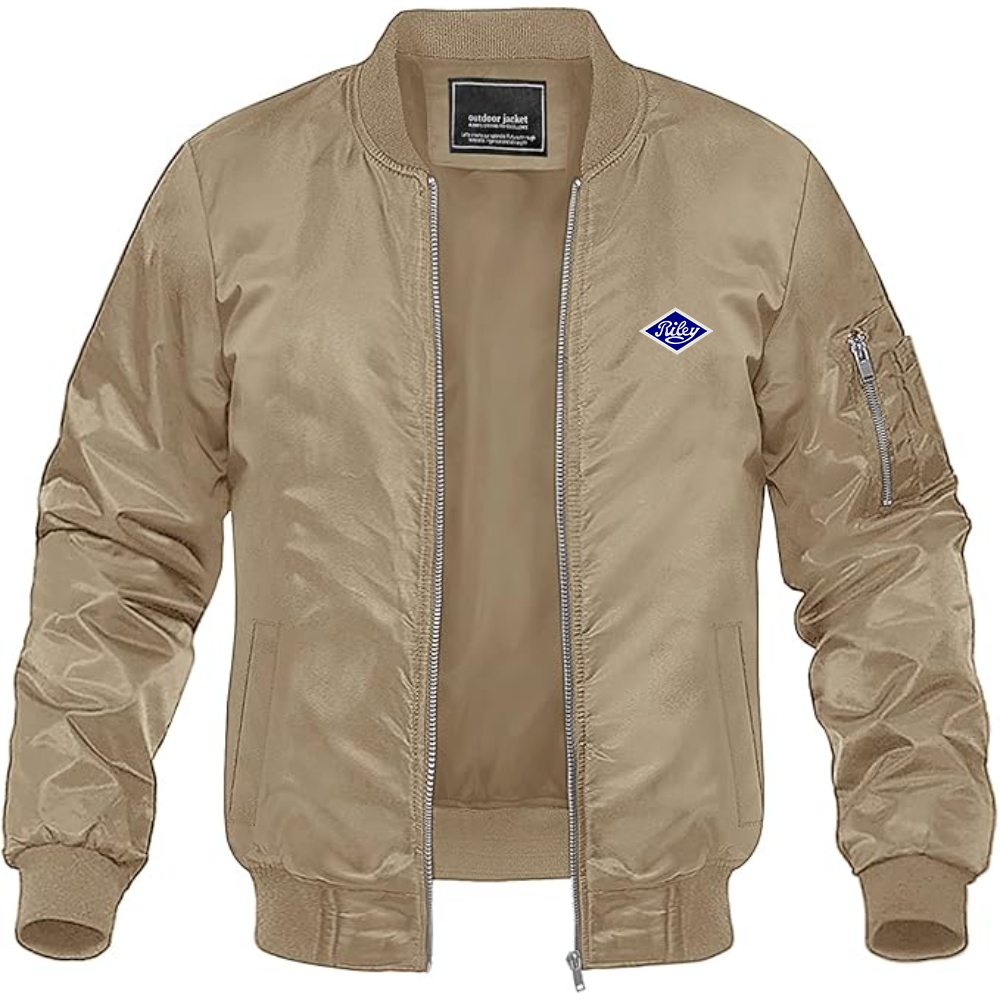 Men's Riley Logo Lightweight Bomber Jacket Windbreaker Softshell Varsity Jacket Coat