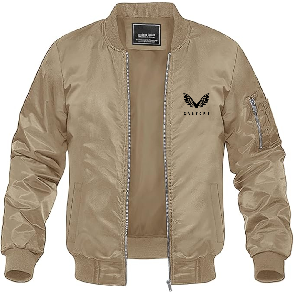 Men's Castore Logo Lightweight Bomber Jacket Windbreaker Softshell Varsity Jacket Coat