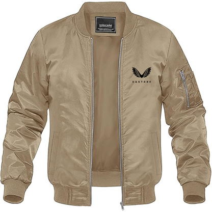 Men's Castore Logo Lightweight Bomber Jacket Windbreaker Softshell Varsity Jacket Coat
