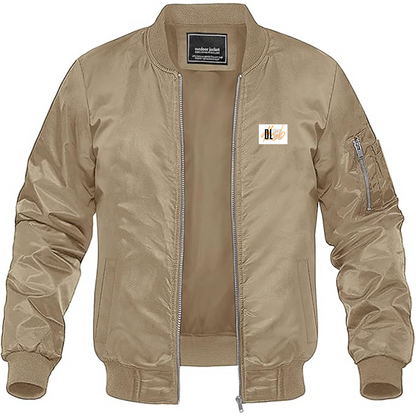 Men's DLSB Logo Lightweight Bomber Jacket Windbreaker Softshell Varsity Jacket Coat