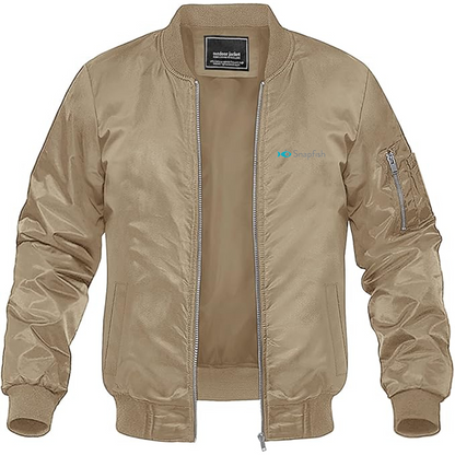 Men's Snapfish Logo Lightweight Bomber Jacket Windbreaker Softshell Varsity Jacket Coat