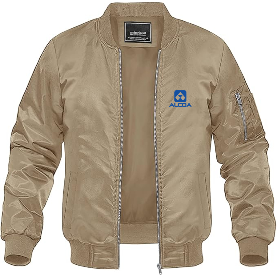 Men's Alcoa Logo Lightweight Bomber Jacket Windbreaker Softshell Varsity Jacket Coat