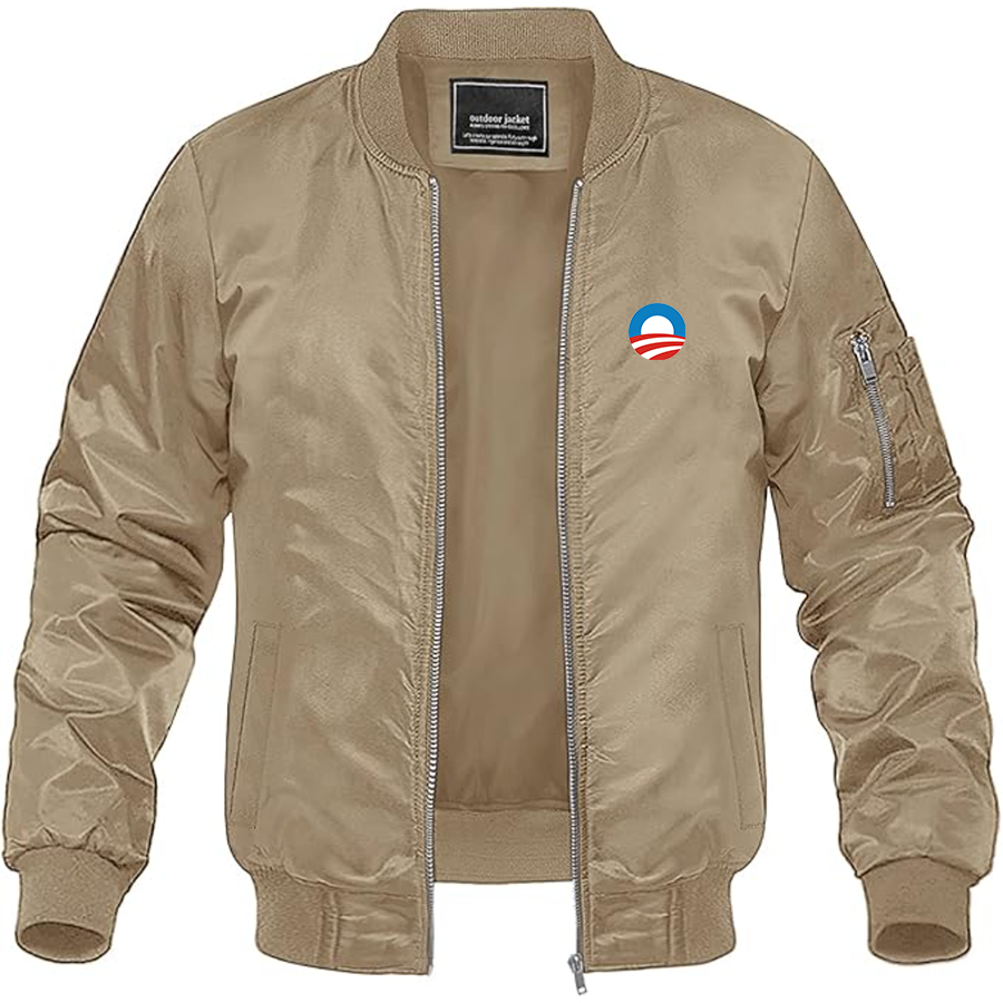 Men's Obama Logo Lightweight Bomber Jacket Windbreaker Softshell Varsity Jacket Coat