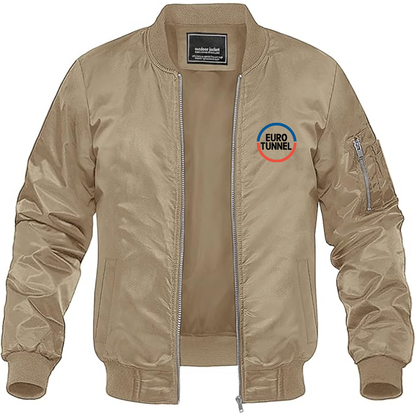 Men's  Eurotunnel   Logo Lightweight Bomber Jacket Windbreaker Softshell Varsity Jacket Coat