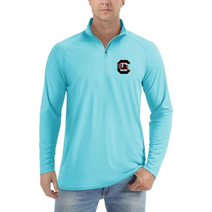 Men's South Carolina Gamecocks Logo  Lightweight Quarter-Zip Athletic Shirt Long Sleeve Performance Wear